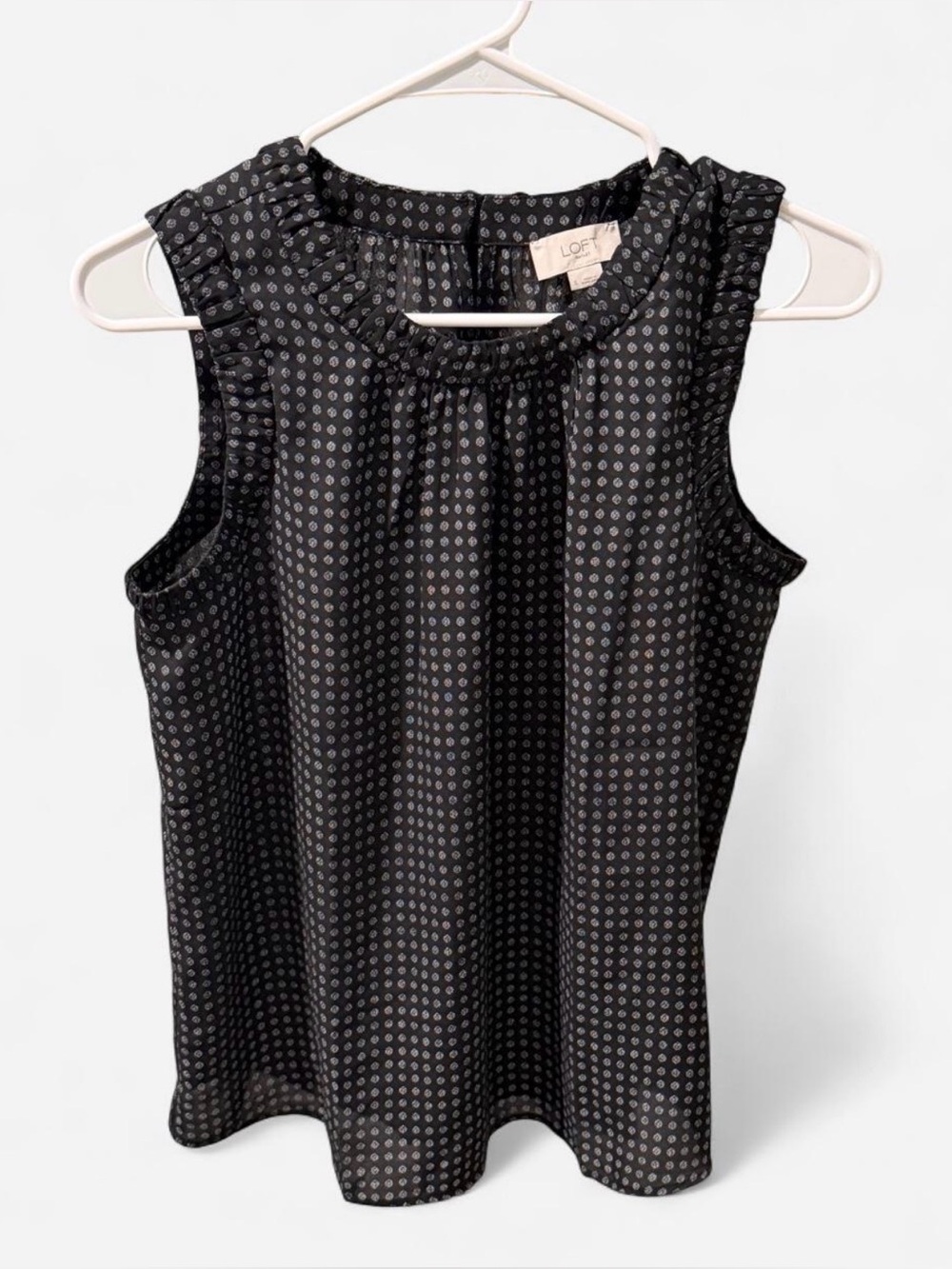 LOFT Outlet- Black and White Dotted Sleeveless Shell (NWT)